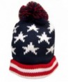 Red White and Blue Patriotic American Flag Knit Cuffed Beanie Hat - CS183GL77WO