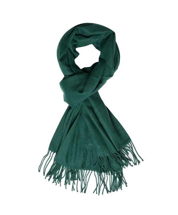 QBSM Womens Large Soft Scarf Solid Winter Pashmina Cashmere Feel Shawl Wraps for Women Girls - Dark Green - CH186L790MR