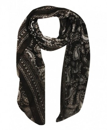 Peach Couture Simple & Classic Lightweight Paisley Design Scarves (Many Colors) - Brown - C41290N7XWR