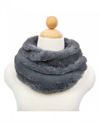 Premium Soft Small Faux Fur Solid Color Warm Infinity Circle Scarf - Diff Colors - Grey - C5124AKCTFF