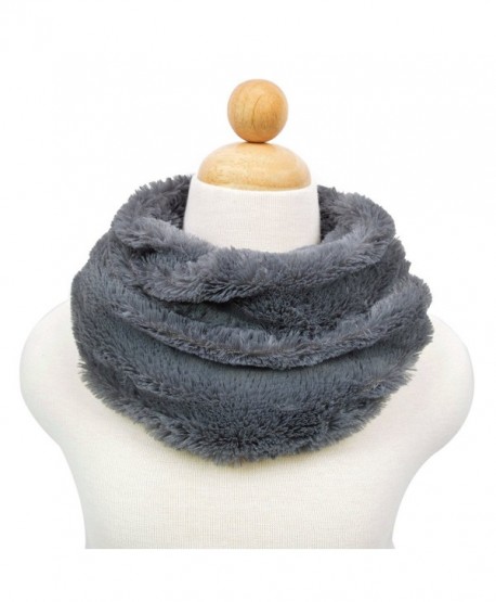 Premium Soft Small Faux Fur Solid Color Warm Infinity Circle Scarf - Diff Colors - Grey - C5124AKCTFF
