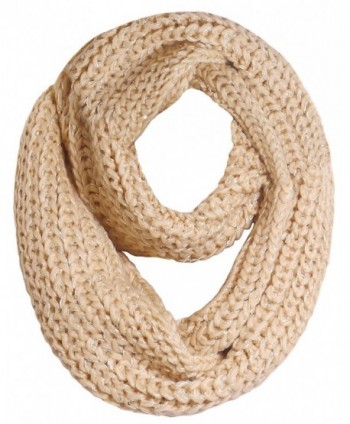 LRKC Womens Knitted Winter Infinity - Beige - CK12NYFB0DQ