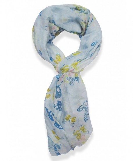 V28 Womens Colorful Printed Butterflies Fashion Scarf - Blue - CT11M89XRF3