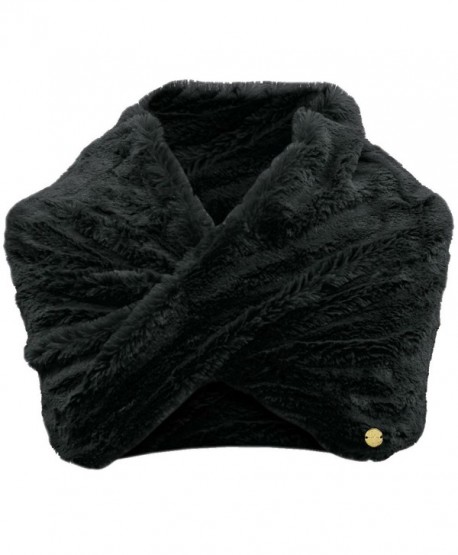 Faux Fur Infinity Neck Warmer Winter Scarf - Black - C5110C3W9TR