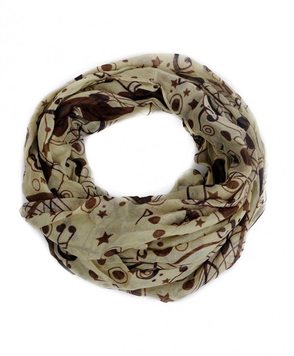 Nollia Yellow Brown Musical Note Infinity Viscose Scarf - CC12MAOG2I3