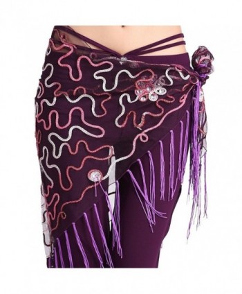 ZLTdream Women's Belly Dance Mesh Triangler Hip Scarf - Purple - CX11L0F0MGD
