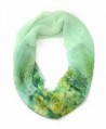 NYFASHION101 Women's Floral & Leaf Print Stretchable Sheer Loop Infinity Scarf - Green - CQ11WHUJZUT