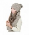 Winter Hat Scarf Cute Knit Crochet Beanies Cap Hats For Women - Beige - C912N8OY4TL