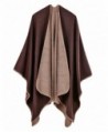 LAFASO Womens Open Front Poncho Cape Shawl Long Cardigan Coat - Pattern1-coffee - C7186ZOG6EY