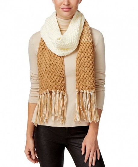 Rampage Women's Colorblock Fringe Scarf - Camel/ Ivory - CC12N6CK5DP