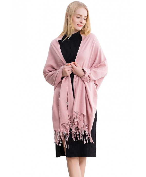 Women's Autumn/Winter Shawl Wrap Scarf Solid Colors Scarves Long Pashmina - 260-pink - CJ187K7GN3W