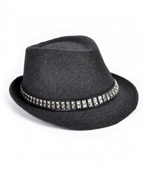 Edgy Rocker Solid Fedora Hat - Gray - C411PV1Y9NJ