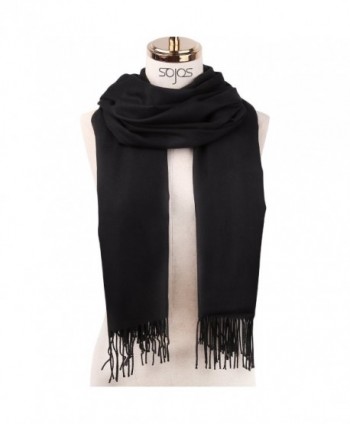 SojoS Womens Large Soft Cashmere Feel Pashmina Shawls Wraps Winter Scarf SC304 - C2 Black - CV186O9Z4YX