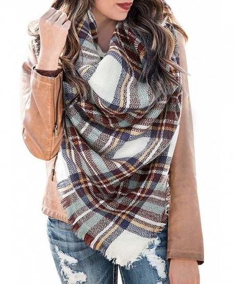 Womens Soft Casual Warm Color Block Plaid Blanket Scarf Gorgeous Wrap Shawls - Multicolor-5 - CC1885EH53Y