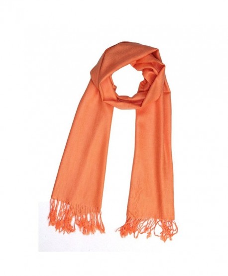 Reversible Pure Color Silky Beach Wrap Shawl Womens Decoration Scarf - Orange - CT12H09N737