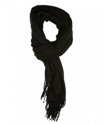 LibbySue-Cashmere Feel Solid Color Wrap- Shawl Pashmina - Black - CF11HQ1FVMF