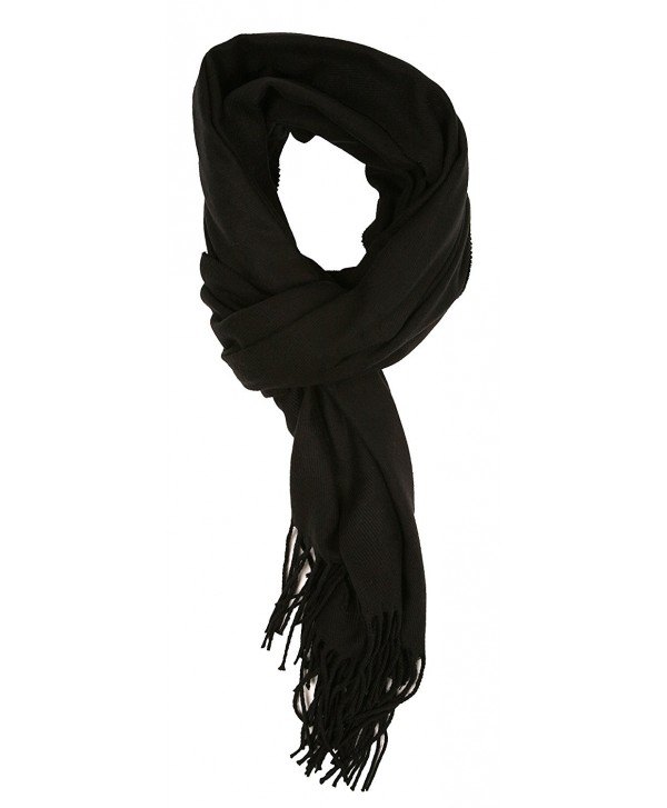 LibbySue-Cashmere Feel Solid Color Wrap- Shawl Pashmina - Black ...