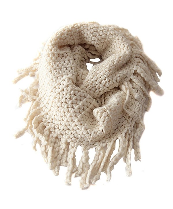 Wowlife Unisex Baby Kids Warmer Thick Knit Wool Soft Infinity Scarf Shawl - Beige - CT11QV1YOND