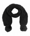 Chunky Knit Pom-Pom Winter Scarf - Black - C411770KMIX