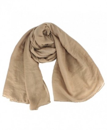 Women Soft Cotton Hemp Scarf Shawl Long Scarves Travel Sunscreen Pashmina - Khaki - C9185YAKDK3