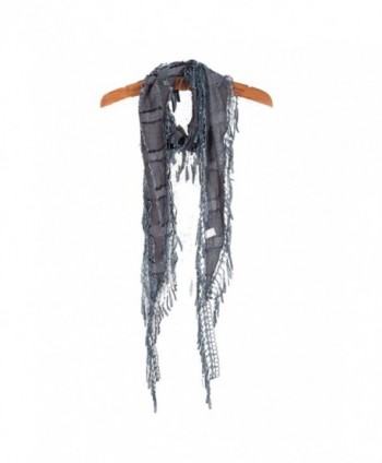 YYSTAR Women's Long Slim Tassel Cotton Neck Scarf Soft Knit Wrap Denim Blue - CD11VYKDV8F