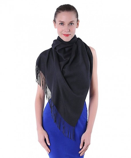 Cashmere Feel Pashmina Shawls and Wraps - Black - C2188U97RQT