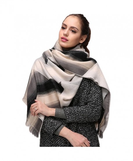 HaloVa Women's Scarf- Fashion Shawl Wrap Pashmina- Autumn Winter Warm Gradient Shaw Long Scarf - White Black - CT1802XCE4I