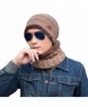 Unisex Winter Slouchy Beanie Hat Scarf Set Knitted Neck Warmers Gaiters Skull Caps - Khaki - CT18899TMKR