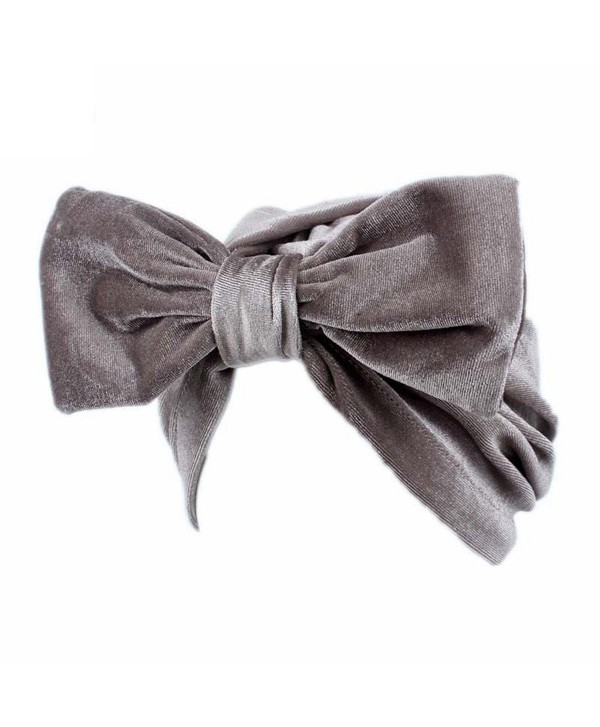 Litetao Women Fashion Bow Casual Chemo Hat Beanie Scarf Turban Head Wrap Cap - Gray - CC185GATOSA