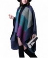 YACUN Women's Winter Long Cape Geometric Pattern Poncho Wrap Shawl Scarf - Purple - C712M7XPQWV