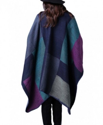 Womens Winter Geometric Pattern Poncho