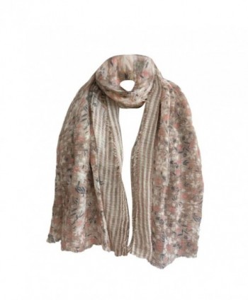 Women Striped Cotton Scarves - Cityofli Floral Printed Shawl Pashmina Scarf - Khaki - C11867KIQO4