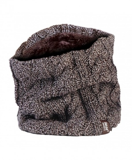 Women's Heat Holders Thermal 3.4 tog Fleece Cable knit Snood Scarf Neck Warmer - Fawn - CR12BW2KB2N