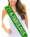 21 & Fabulous Silver Foil & Rhinestone 21st Birthday Girl Sash RhinestoneSash - Green-silver Foil - CF12N27DKQC