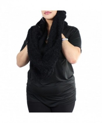 Very Soft Knitted Faux Fur Infinity Scarf - Faux Fur- Black - CX125VM1PST