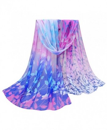 Rumas Women Floral Printed Scarf Soft Chiffon Shawl Wrap 158cmx50cm - Blue - C912NT9L0NZ