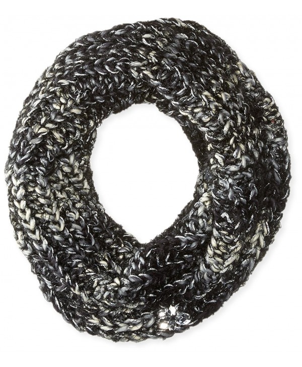 Betsey Johnson Women's Mixed-Yarn Knit Infinity Scarf with Faux Gems - Black - CZ121M1FDYF