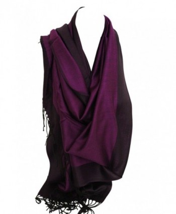 Two Sided Reversible Plain Pashmina Feel Wrap Scarf Shawl Stole Head Scarves - Purple & Black - CG12O0354GB