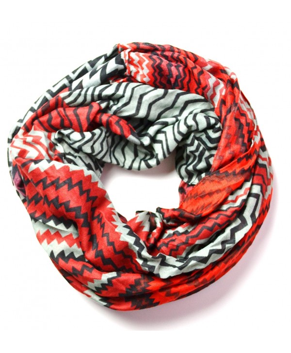 Anytime Scarf Red Women's Chevron Infinity Loop Circle Scarf Snood - CZ11GCU506D