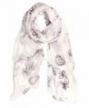 Peach Couture Summer Fashion Blossom Embroidered Sheer Floral Scarf Wrap Shawl - White - C5126XANENV
