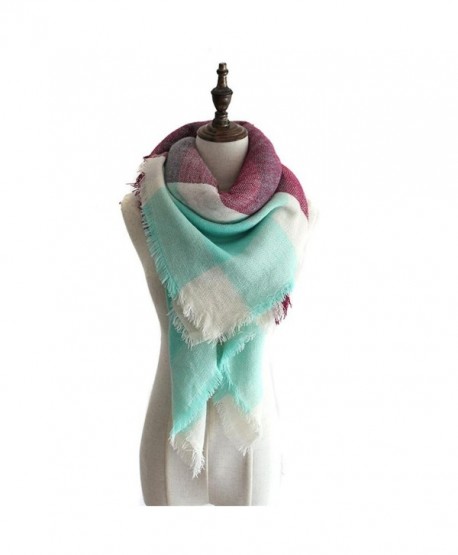 Women's Stylish Soft Plaid Warm Blanket Scarf Winter Large Gorgeous Wrap Shawl - Mint&purple - CJ186CYGL2I