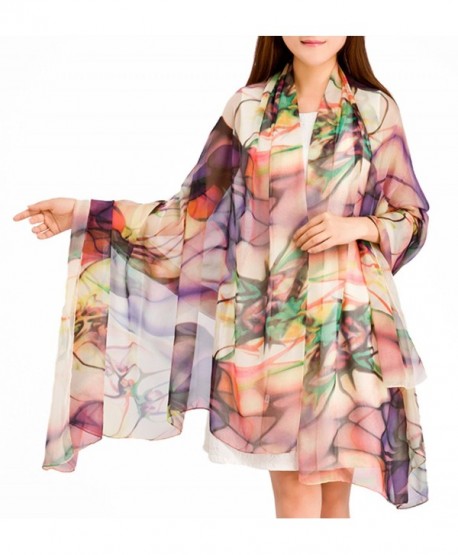 MedeShe Floral Printed Lightweight Chiffon Scarves Holiday Beach Cover Up - Tropical Color - CA12IEMXVS5