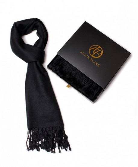 Alice Blake Premium Pashmina Scarf Shawl Wrap Soft Luxurious With Free Gift Box - Black - CP12N4Y0H3H