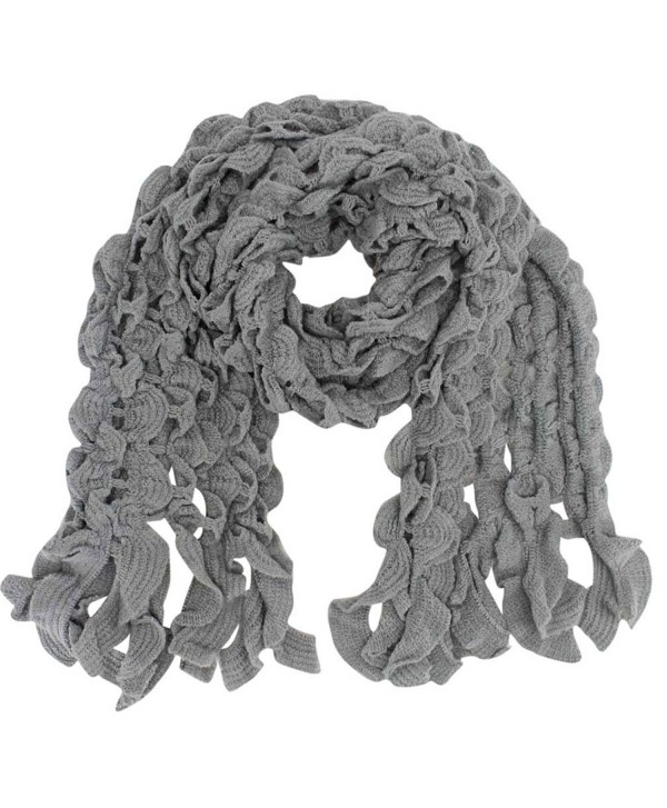 Womens Scalloped Knit Winter Scarf - Gray - CO110FSE9JH