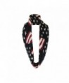 Plush Chenille Infinity Loop Winter Scarf- Connected Ends- American Flag Pattern - Black - CP127RZI0EF
