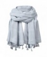 FITIBEST Women Linen Scarf Fashionable Plaid Shawl Winter Long Scarves with Tassels - Grey - CT186HC83S9