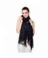 Women Lightweight Fashion Lace Scarf Solid Color Wrap Shawl Gzcvba Soft Evening Coverup - Black - CJ182GZ0YXQ