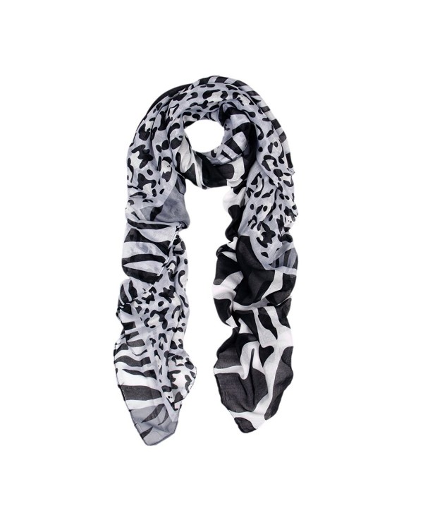 Premium Classic Leopard Animal Print Fashion Scarf - Multi Colors Available - Zebra Mix Grey - CN187EQ4GCA