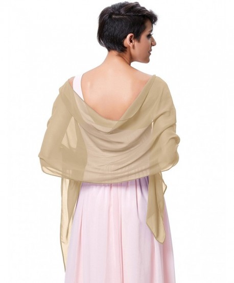 Kate Kasin Soft Chiffon Scarve Shawls Wraps and Pashmina for Evening Party KK229 - Champagne - CS185TGDRS3