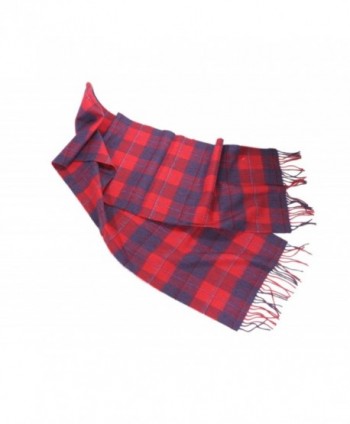 Merino Wool Scarf Limited Edition Plaids 12" x 72" Irish Made - Red/Purple - C8182YUW5WQ